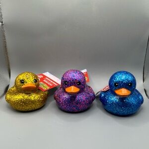 Novelty World Dazzle Duck Glitter Rubber Duck Set Gold Blue Pink NEW